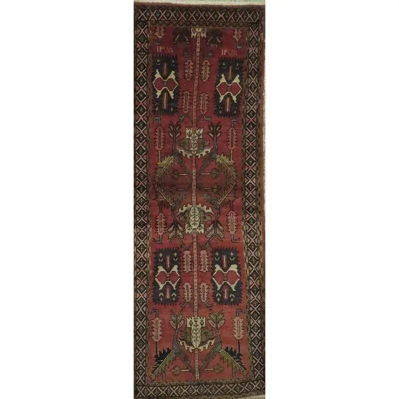 One Of The Kind Hand-Knotted Persian Wool Rug _ Luxurious Vintage Design, 10'5" x 2'6", Artisan Crafted